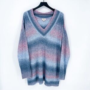a.n.a Ombre Knit V-Neck Sweater Blue Pink Size 0X